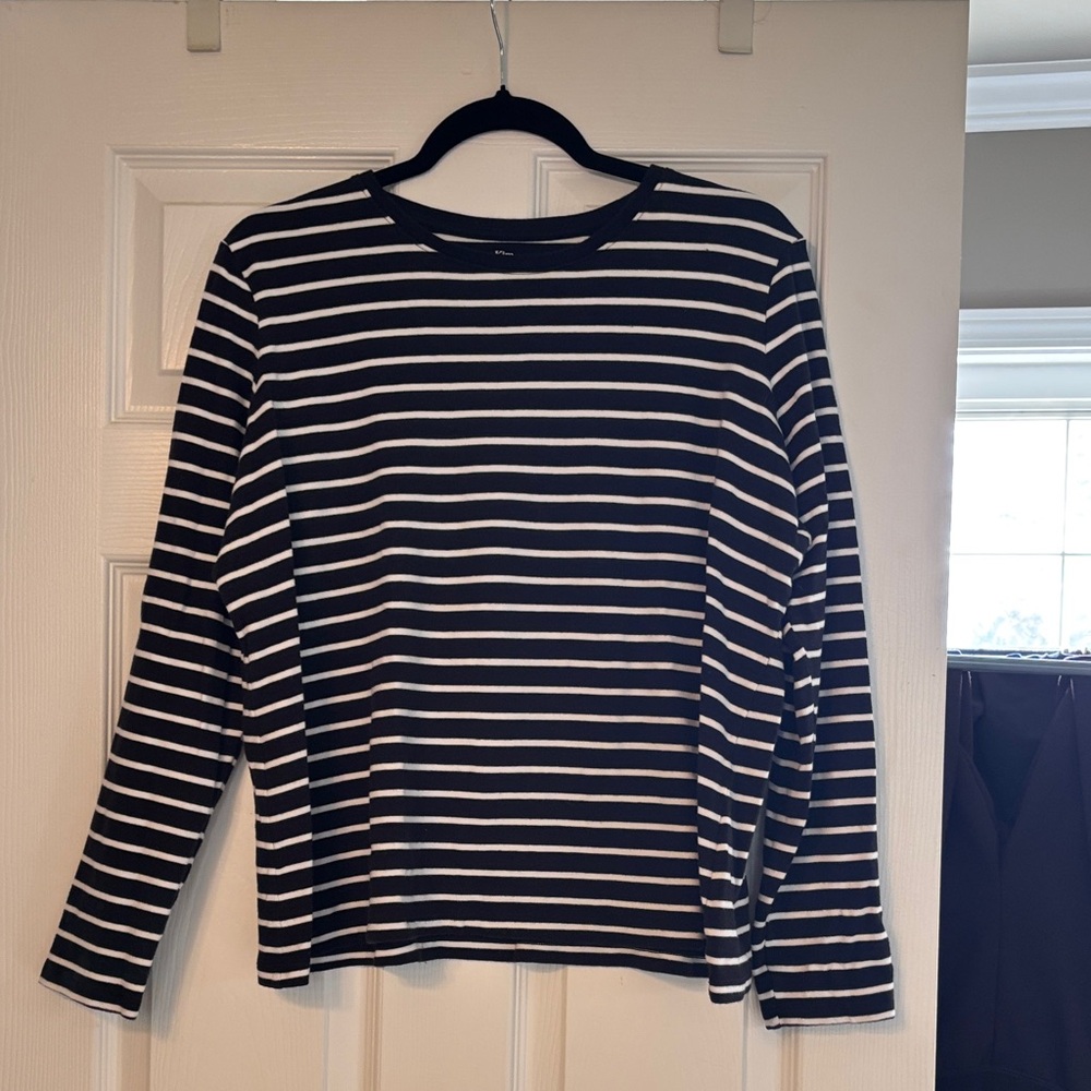 Kim Rogers Black & White Striped Long Sleeve Top